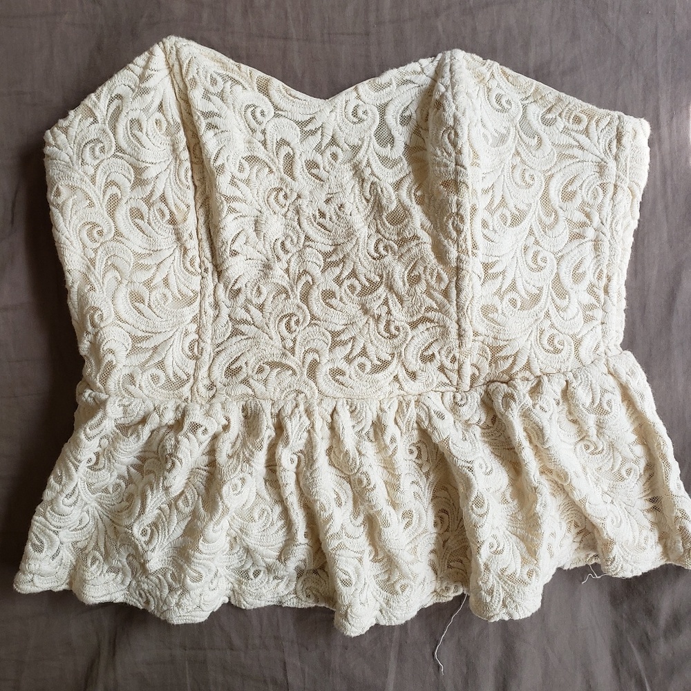 UO peplum embroidered tube top